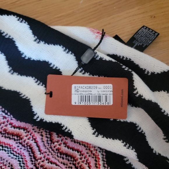 Missoni Made In Italy Zig Zag Fringed Ruana Wool Blend Scarf For Women's - Picture 6 of 9